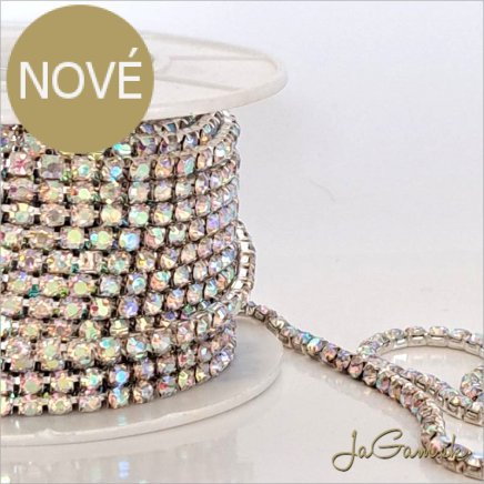 Štrasová borta 2,8mm strieborná/crystal AB, 50cm (12012b)